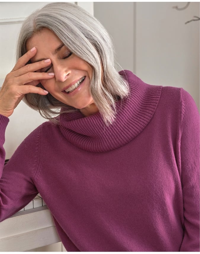 Cashmere And Merino Long Sleeve Cowl Neck Sweater