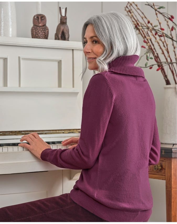 Cashmere And Merino Long Sleeve Cowl Neck Sweater