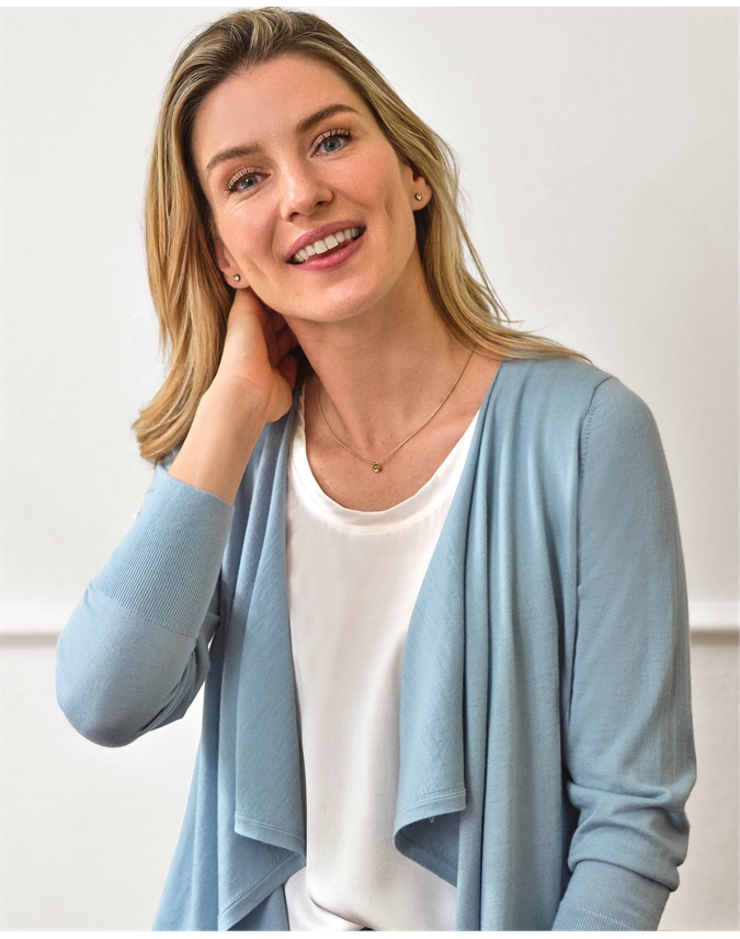 Wool Cashmere Waterfall Cardigan