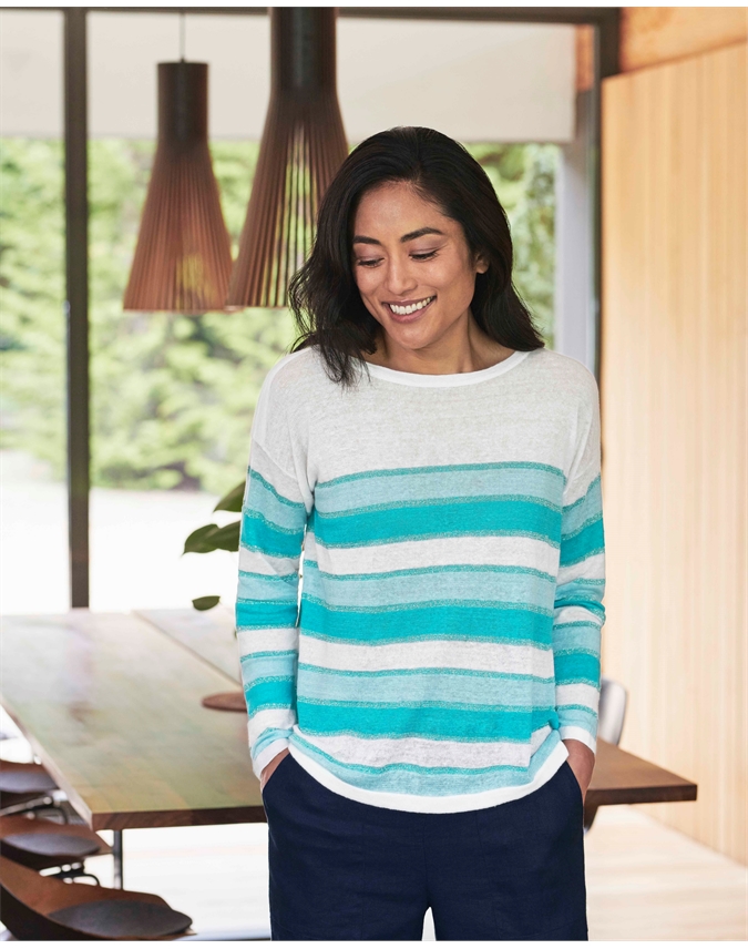 Linen Lurex Stripe Sweater