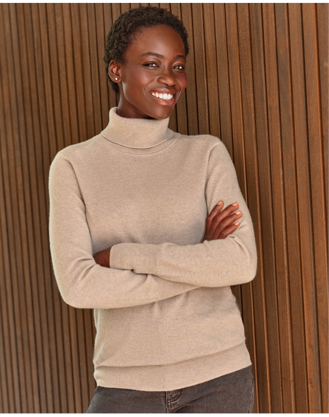 Womens Cashmere Polo Neck Sweater