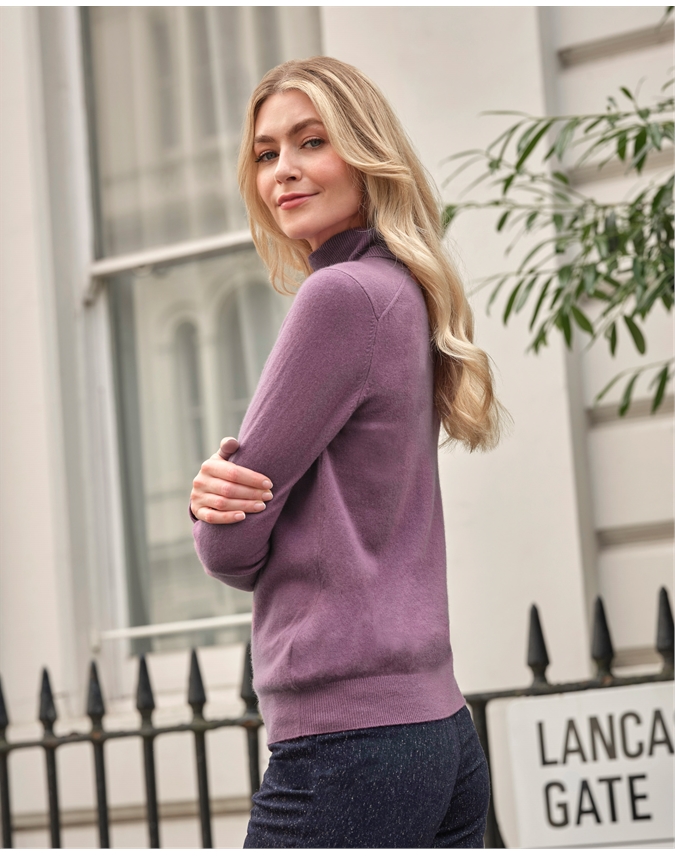 Womens Cashmere Polo Neck Sweater