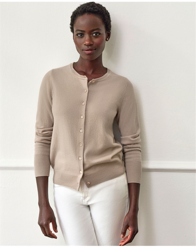 Haze Cashmere Crew Neck Cardigan Pure Collection