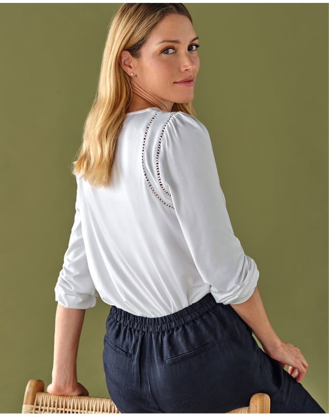 Double Lace Detail Jersey Top