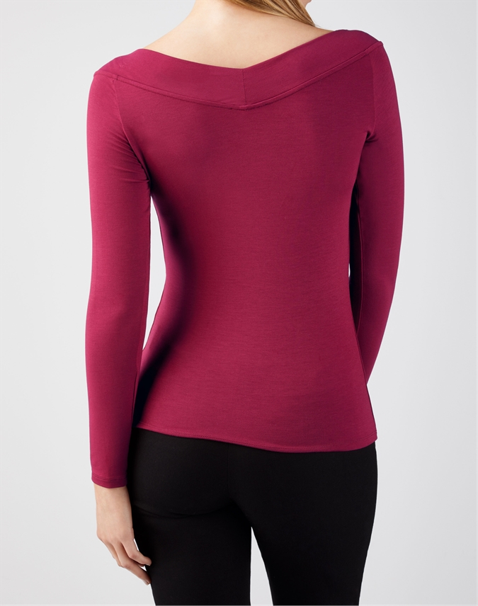 Dark Berry Jersey Deep Neck Top Pure Collection