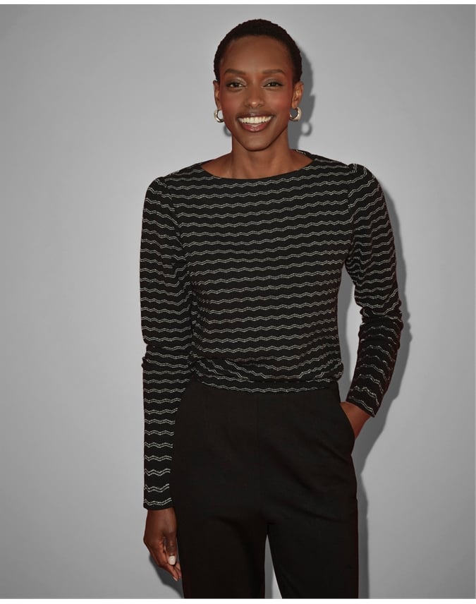 Silver Stripe Jaquard Top