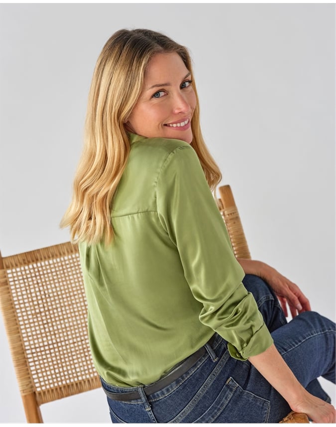 Sand Washed Pure Silk Satin Blouse