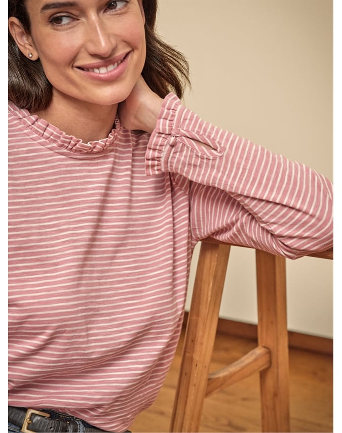 Ruffle Neck Jersey Top