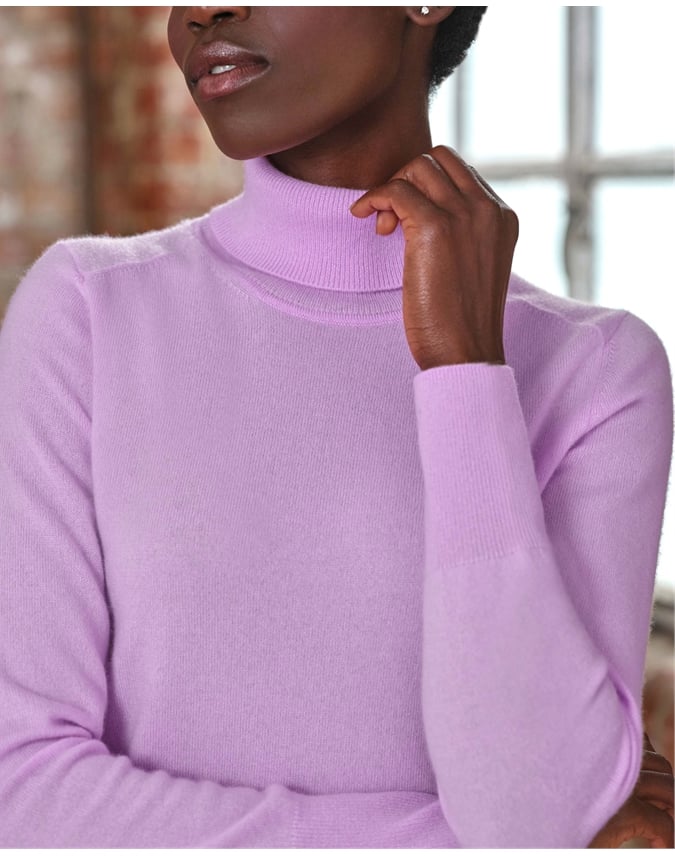 Womens Cashmere Polo Neck Sweater