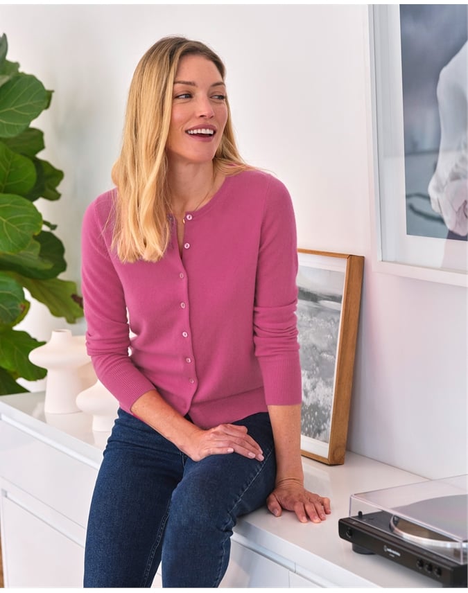 Cashmere Crew Neck Cardigan