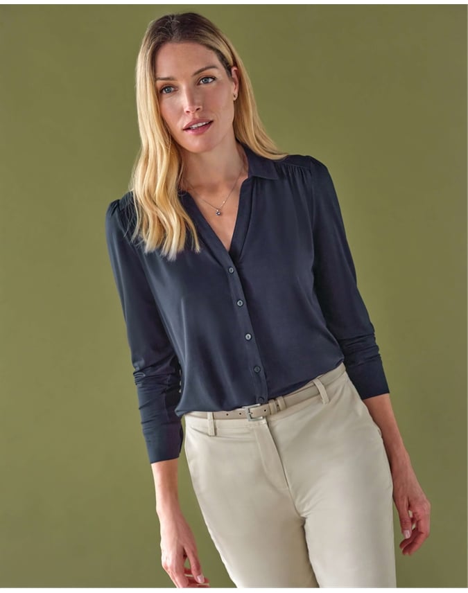 Viscose Jersey V Neck Shirt