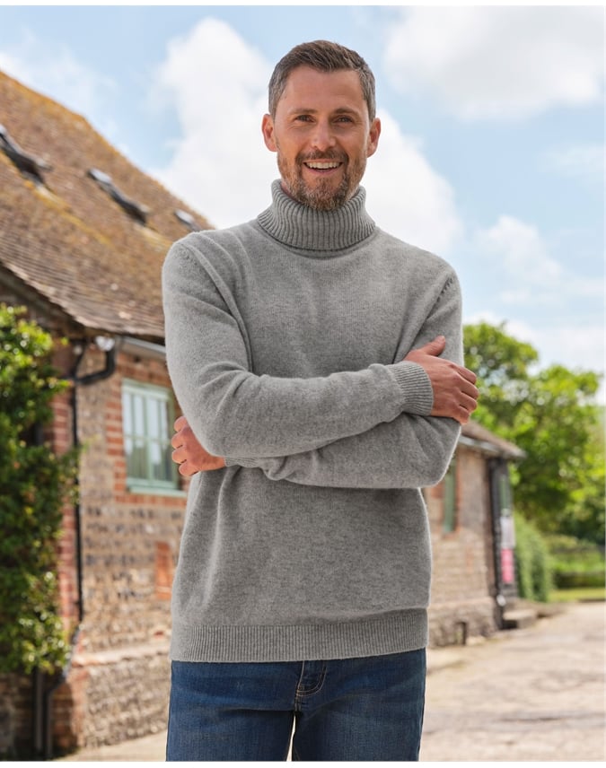 Mens Lambswool Turtle Neck Sweater