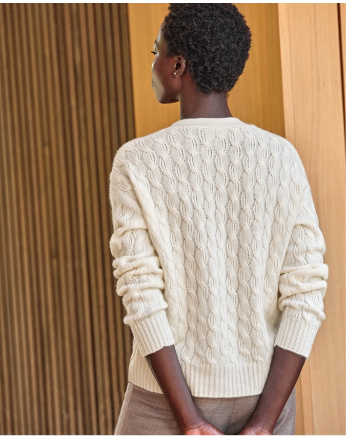 Wool Cashmere Cable Cardigan