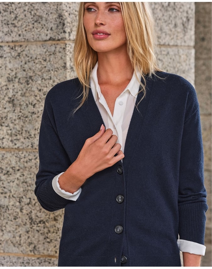 Pure Cashmere Boyfriend Cardigan