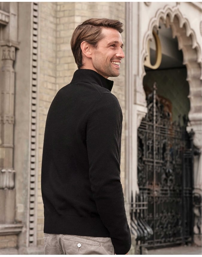 Mens Cashmere Zip Neck Sweater