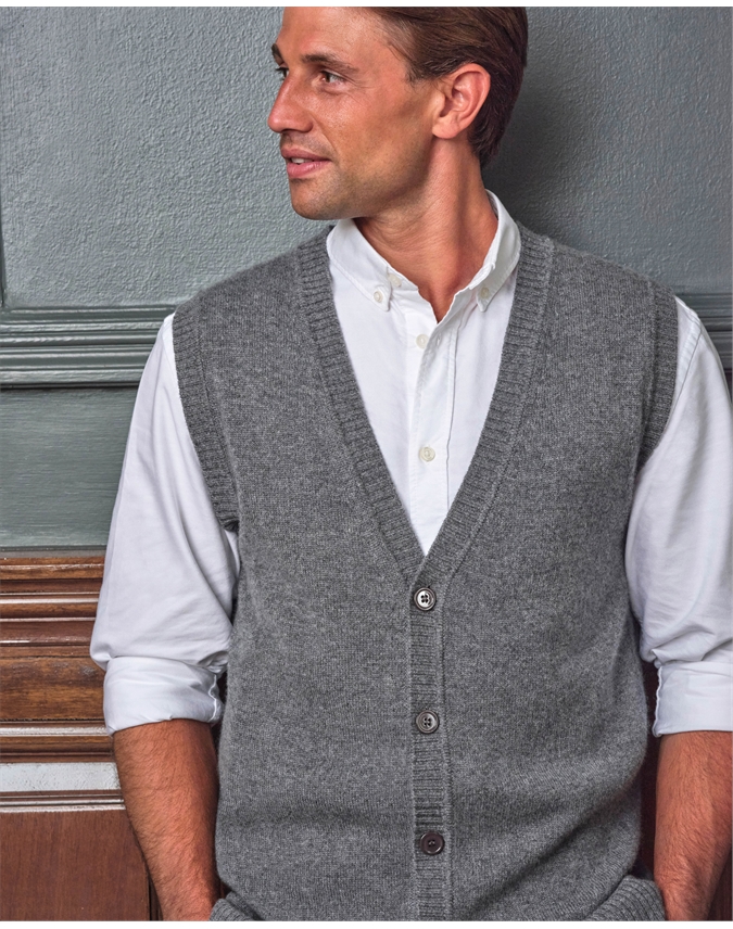 Mens Cashmere Button Through Vest