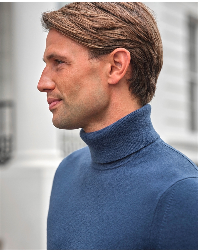 Mens Cashmere Roll Neck Sweater