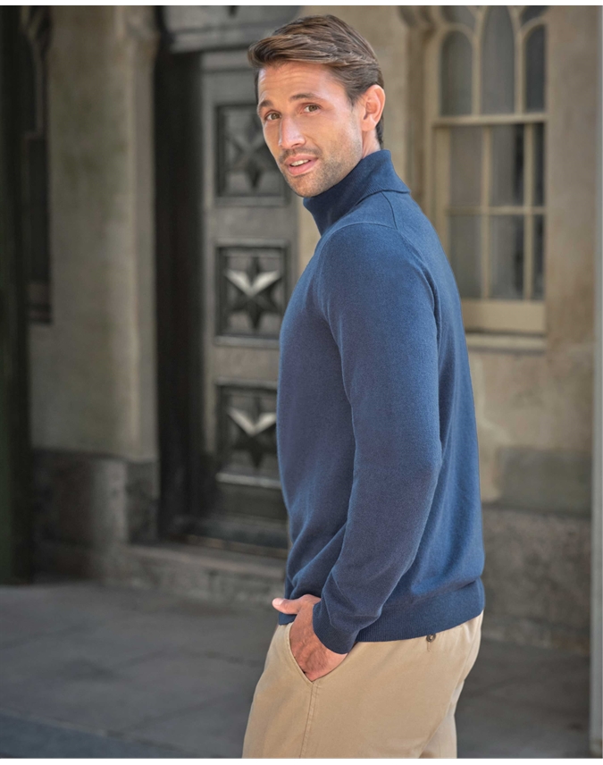 Mens Cashmere Roll Neck Sweater
