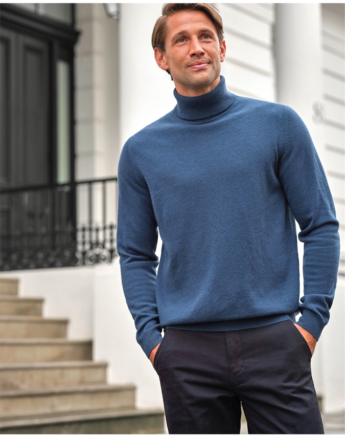 Mens Cashmere Roll Neck Sweater