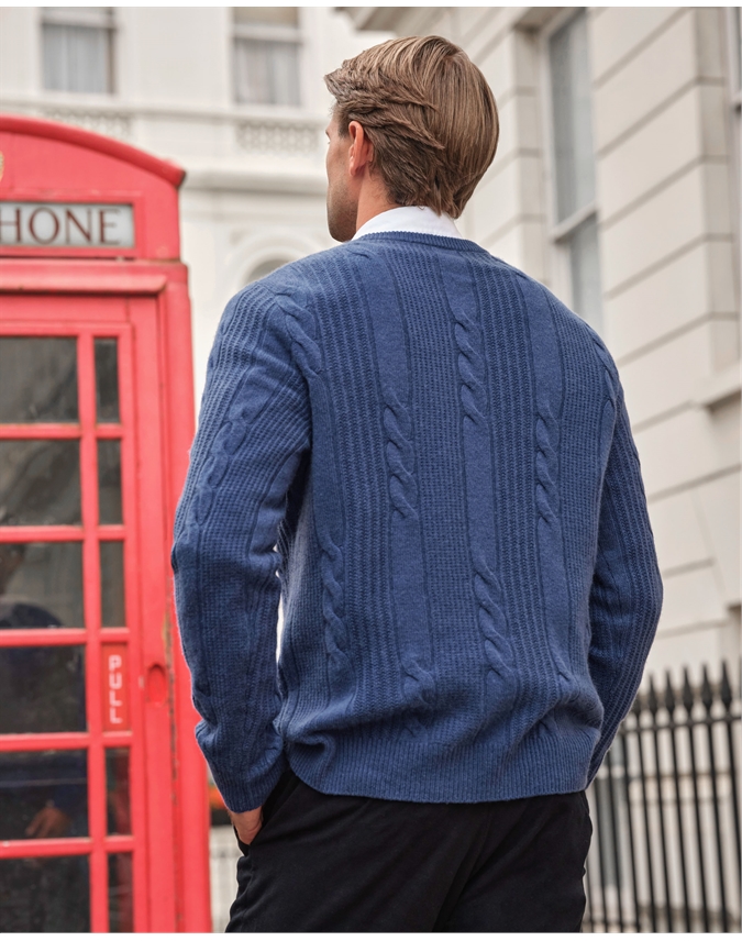 Wool Cashmere Cable Crew Jumper