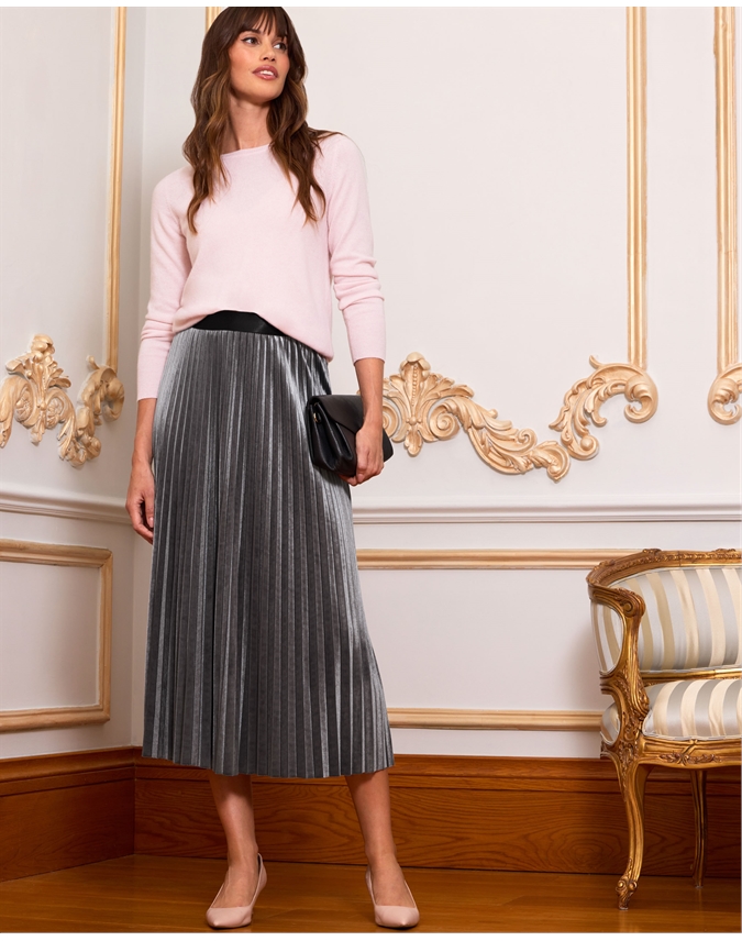 velour Pleat Skirt