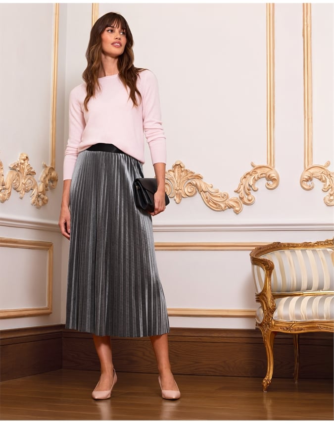 velour Pleat Skirt