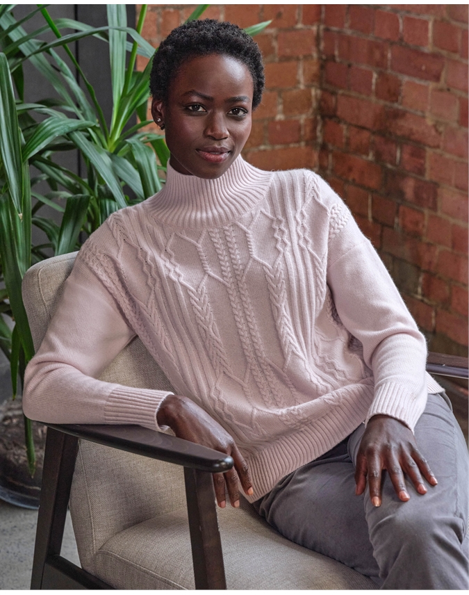 Luxury Cashmere Trellis Cable Sweater