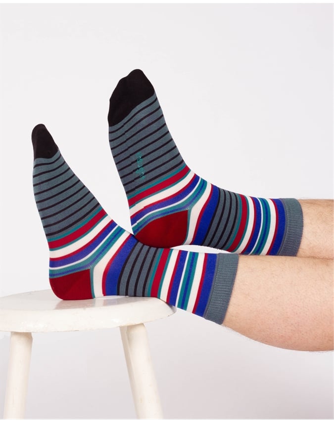 Wide Multi Stripe Bamboo Crew Socks