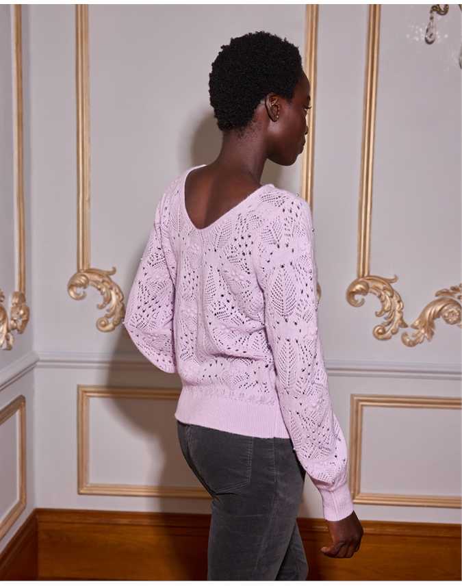 Wool Cashmere Pearl And Lace Sweater