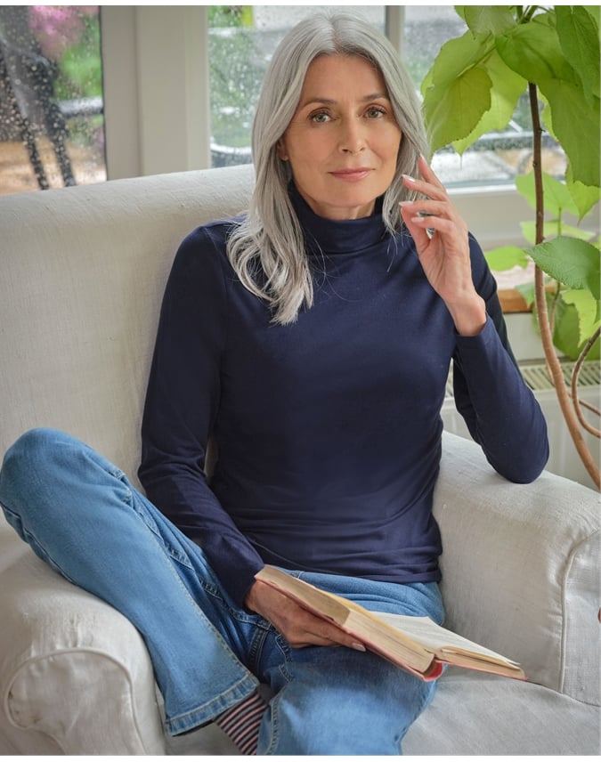 Jersey Slim Turtle Neck Top