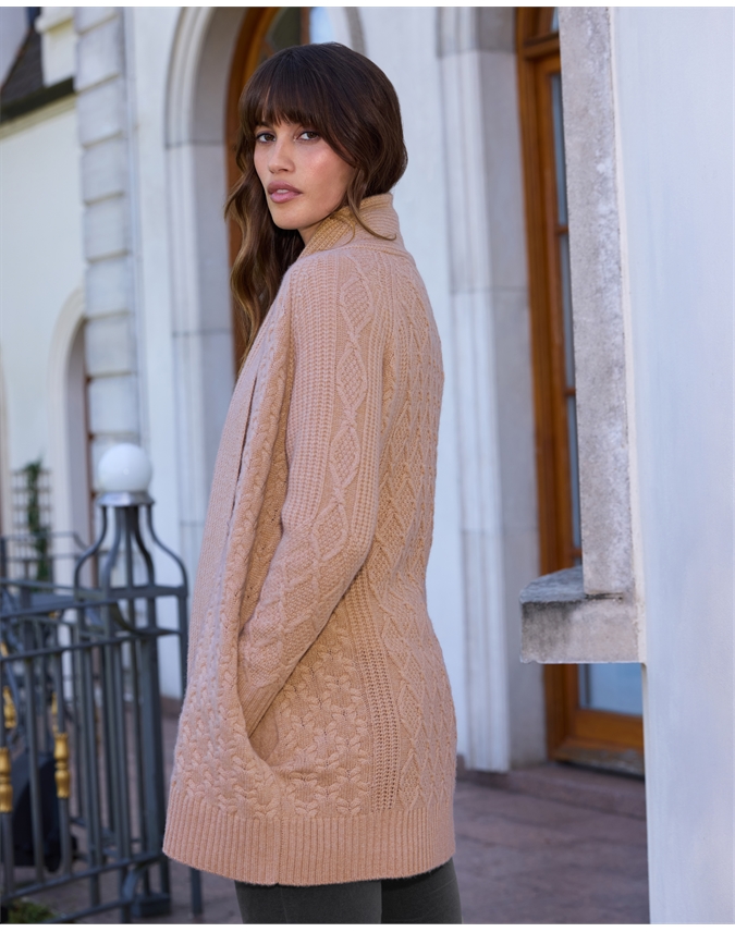 Luxury Cashmere Cable Edge to Edge Cardigan