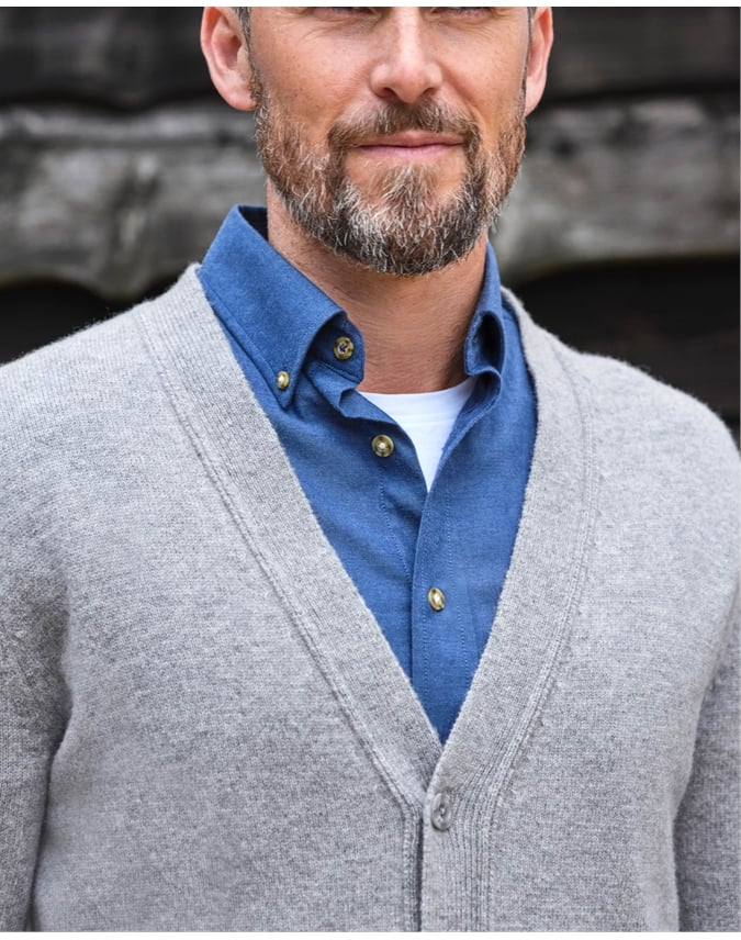 Mens Lambswool V Neck Cardigan