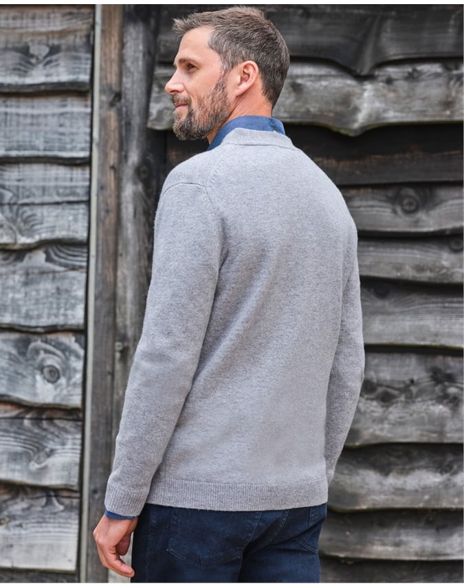 Mens Lambswool V Neck Cardigan