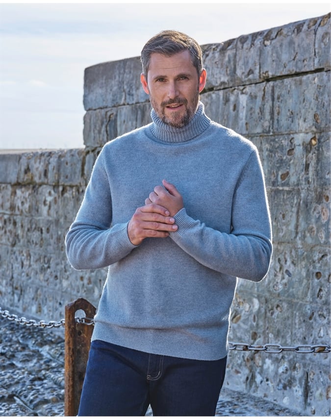 Mens Lambswool Turtle Neck Sweater