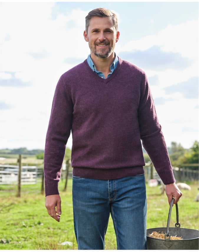 Mens Lambswool V Neck Sweater