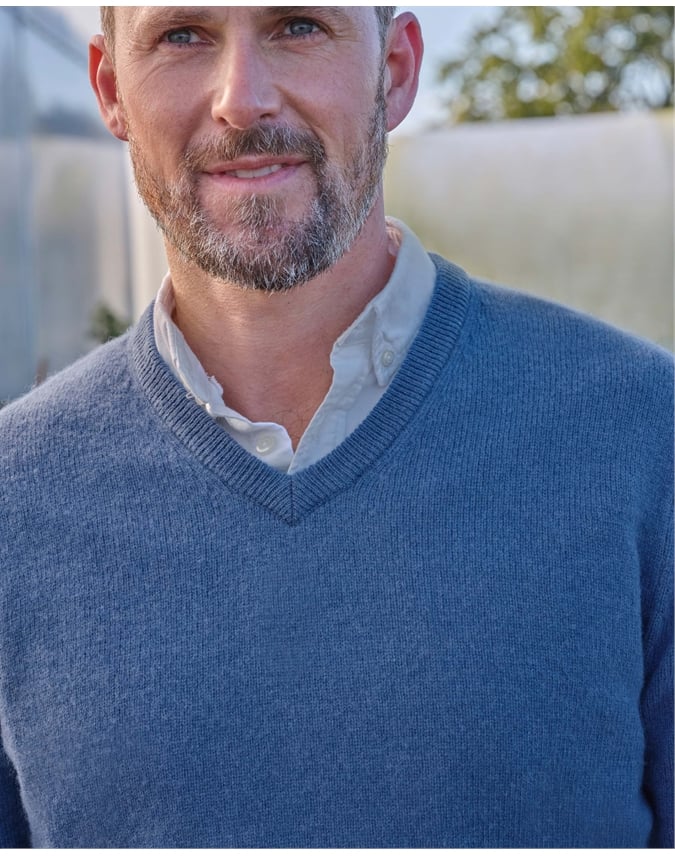 Mens Lambswool V Neck Sweater