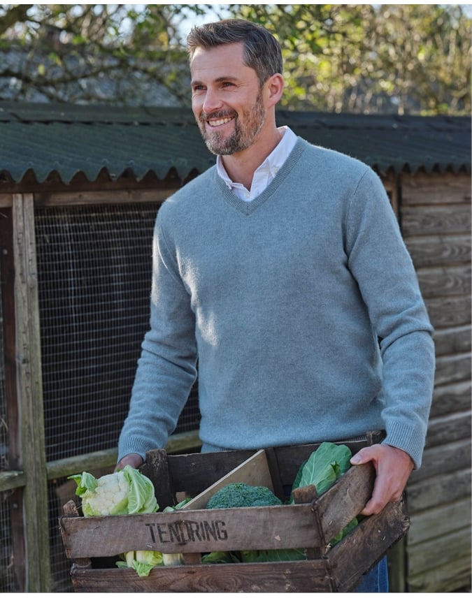 Mens Lambswool V Neck Sweater