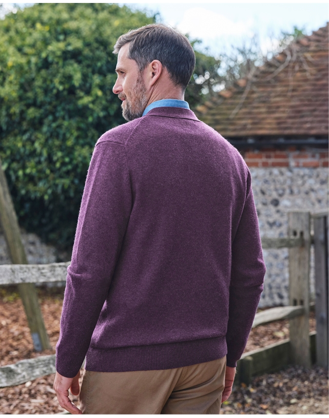 Mens Lambswool V Neck Cardigan