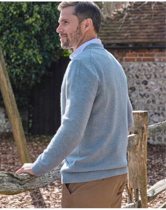 Mens Lambswool V Neck Cardigan