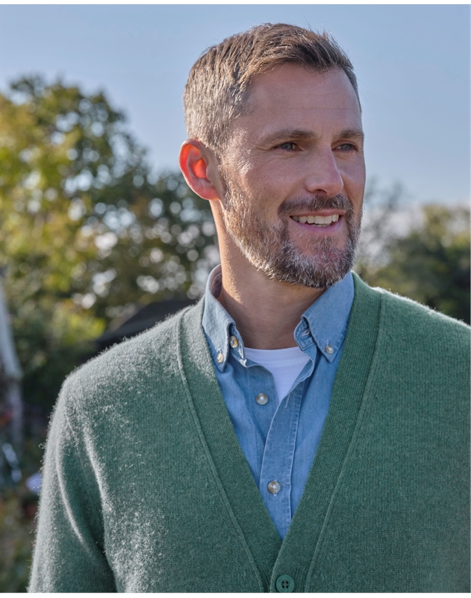 Mens Lambswool V Neck Cardigan