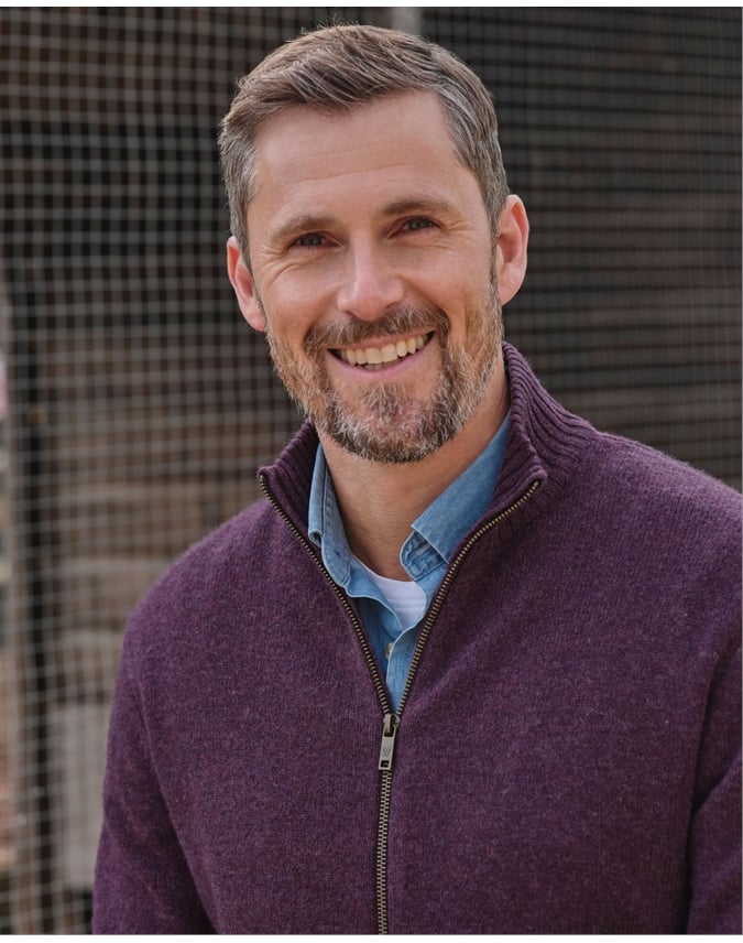 Mens Lambswool Lincoln Zipper Cardigan