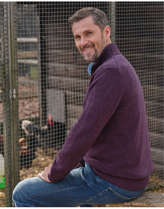 Mens Lambswool Lincoln Zipper Cardigan