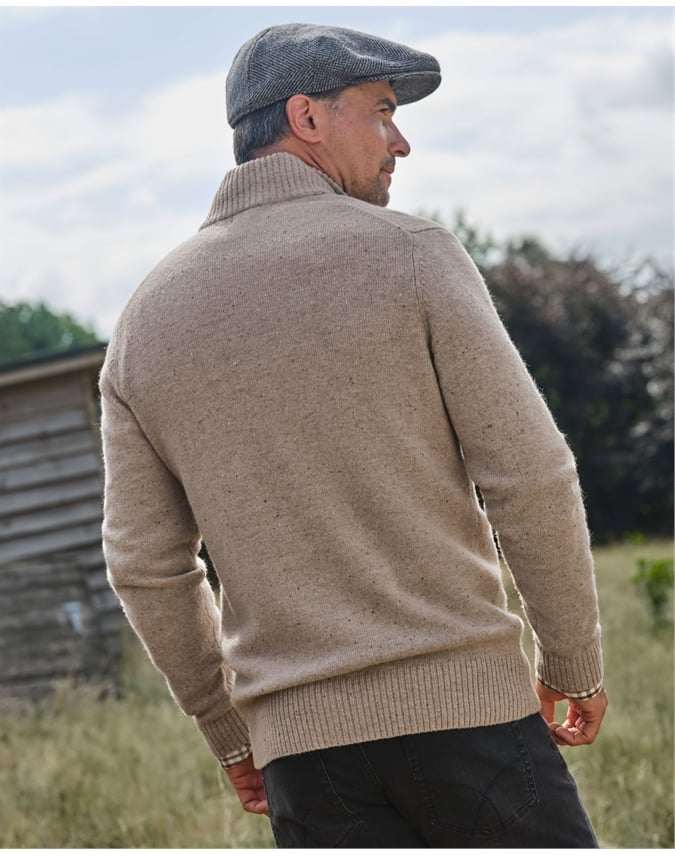 Mens Lambswool Lincoln Zipper Cardigan