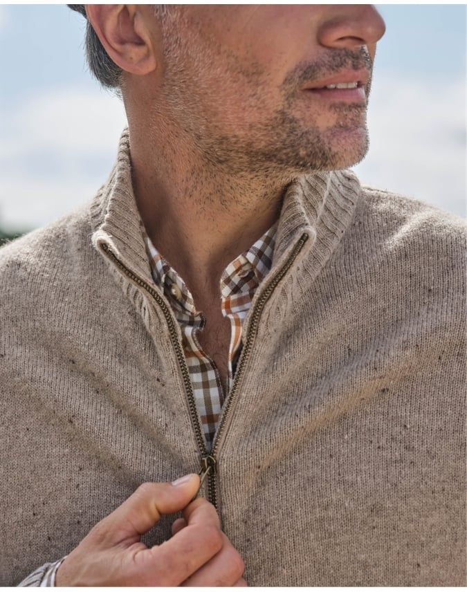 Mens Lambswool Lincoln Zipper Cardigan