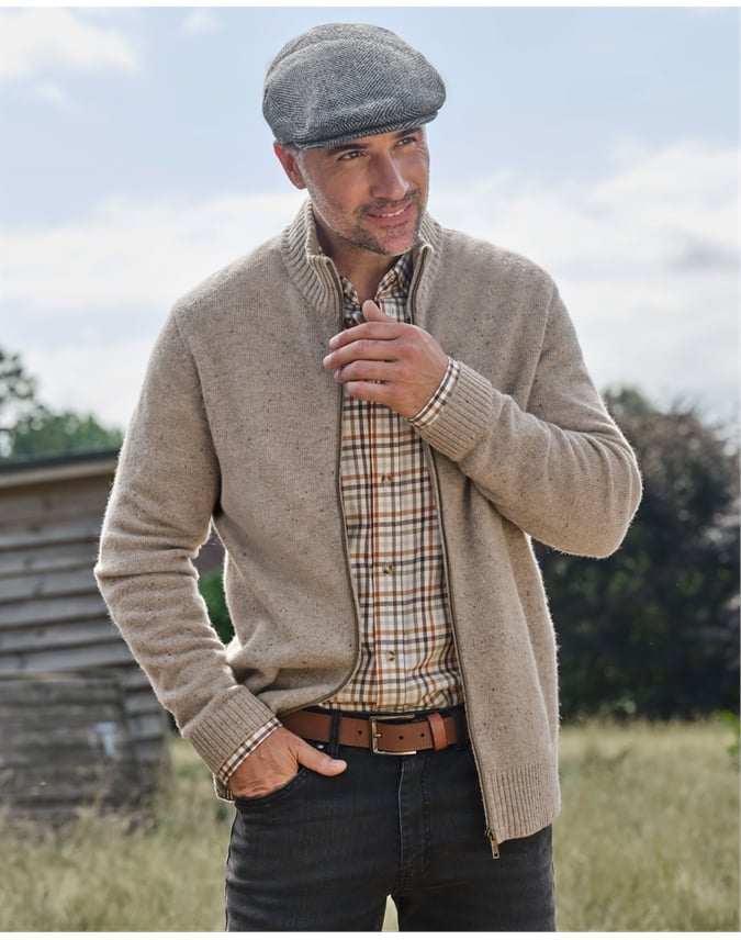 Mens Lambswool Lincoln Zipper Cardigan