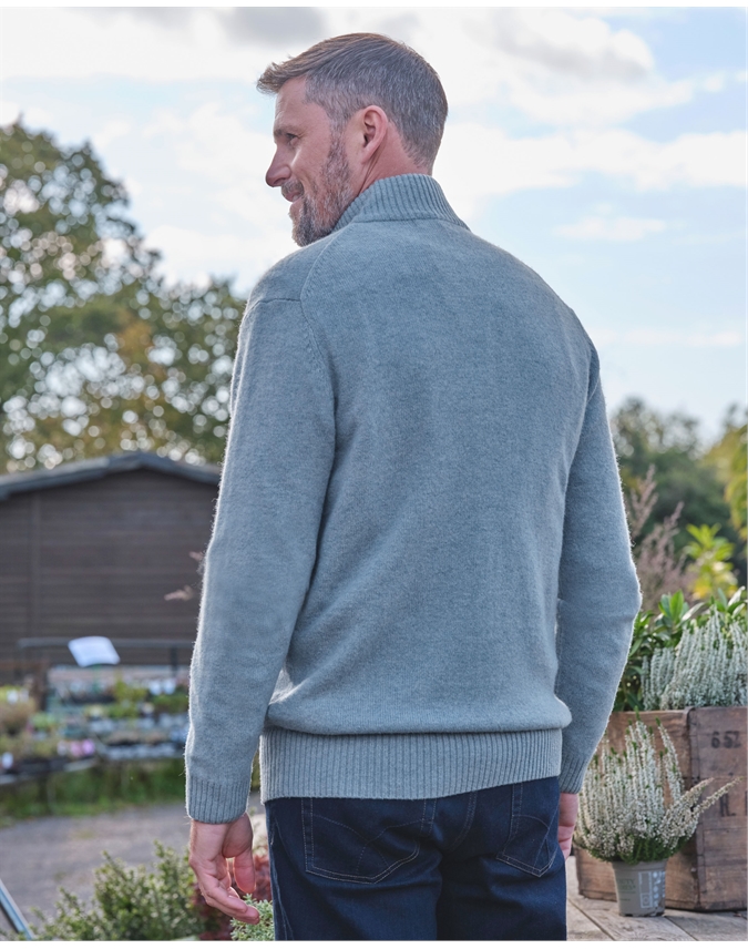Mens Lambswool Lincoln Zipper Cardigan