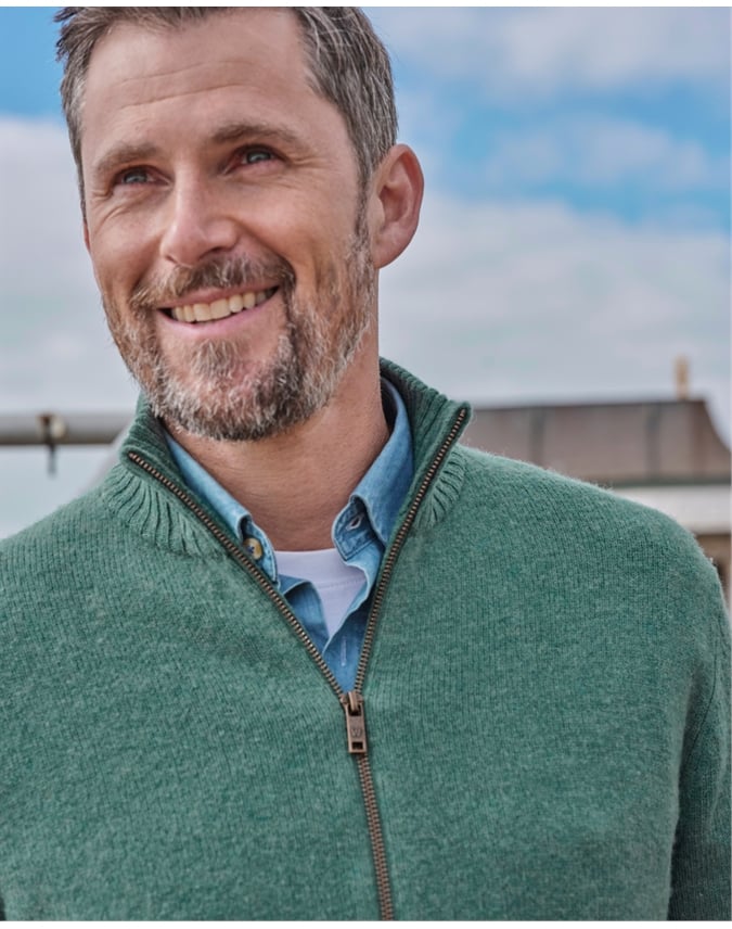 Mens Lambswool Lincoln Zipper Cardigan