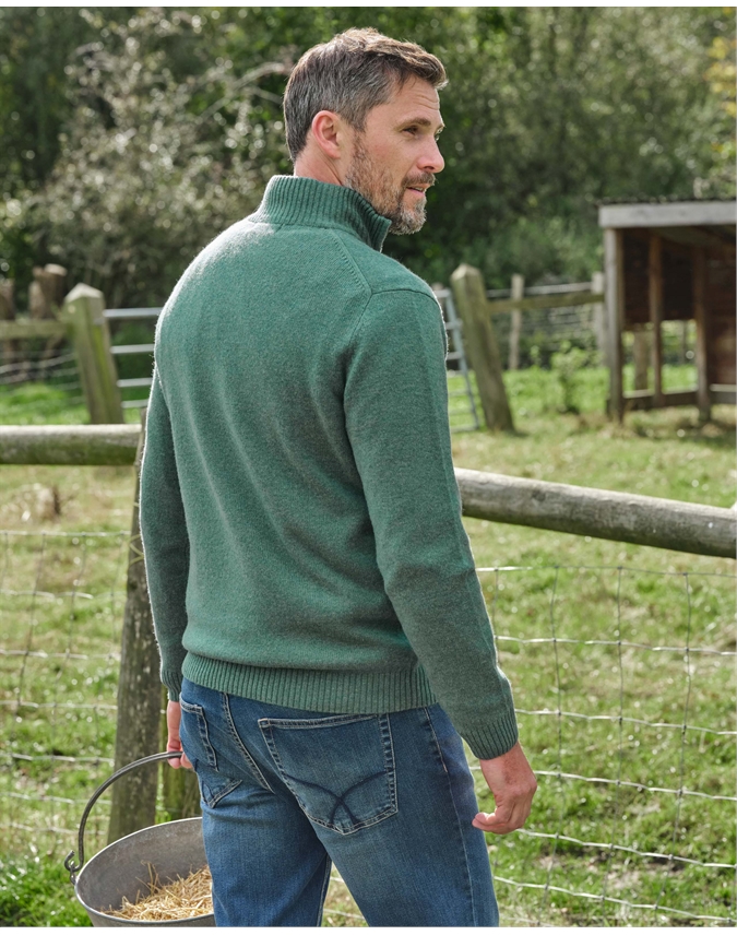 Mens Lambswool Zip Neck Sweater