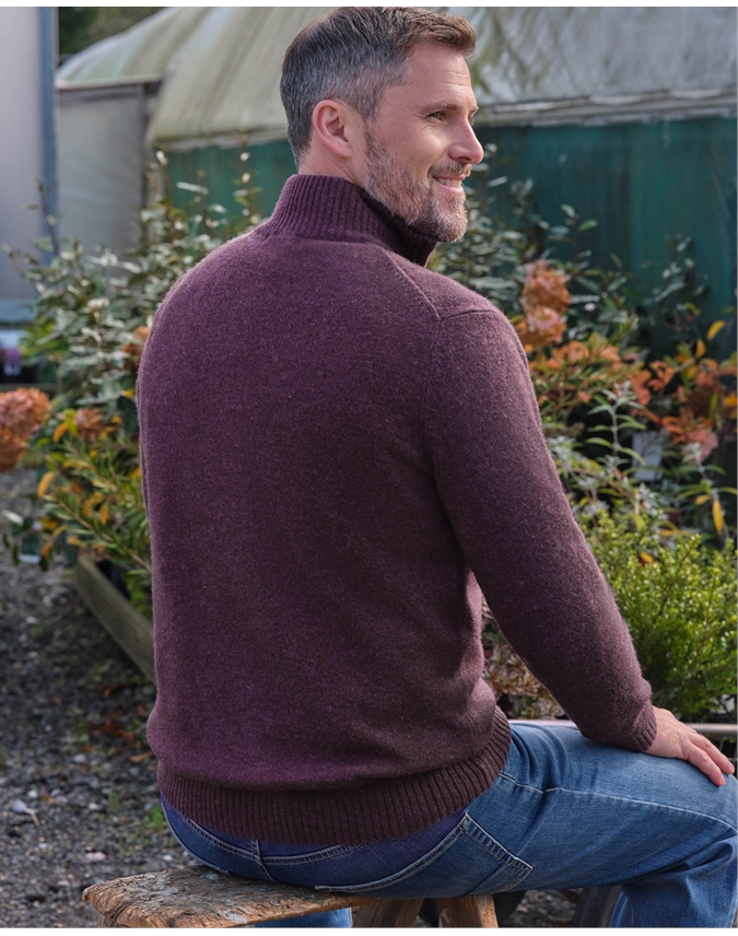 Mens Lambswool Zip Neck Sweater