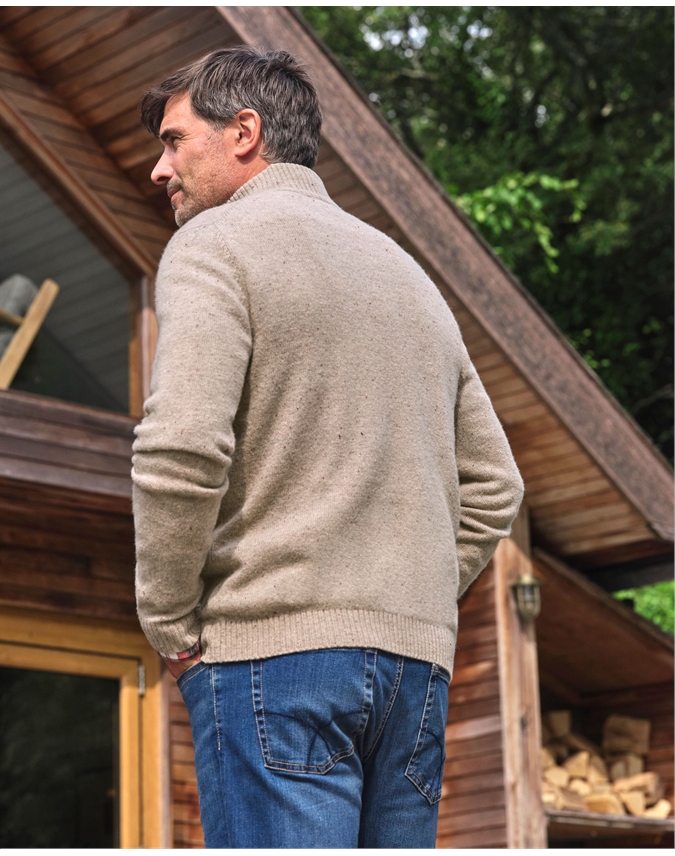 Mens Lambswool Zip Neck Sweater